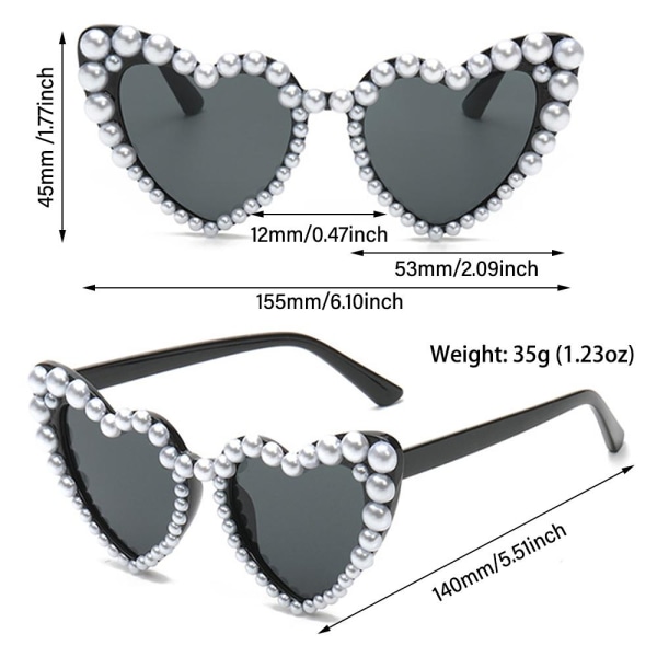 Hjerte Solbriller Perler Solbriller SVART-KLAR LENS Black-Clear Lens