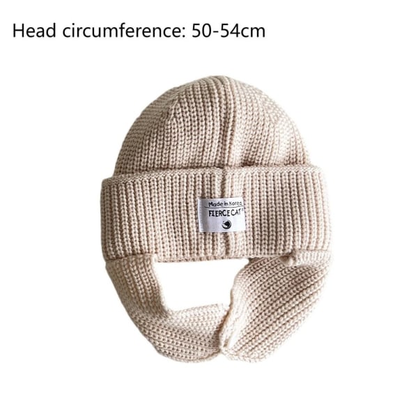 Stickade mössor för barn Beanie Ear Cup BEIGE beige