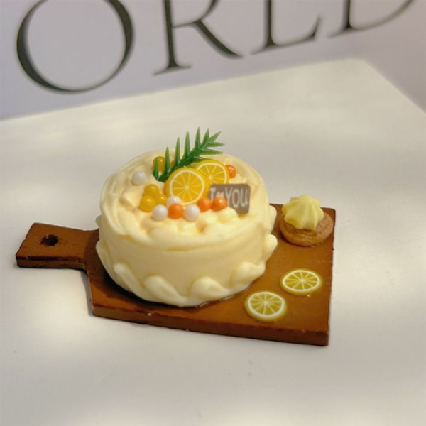 Miniature frugtkage med bakke Dukkehus Køkkenlegetøj 2 2 2