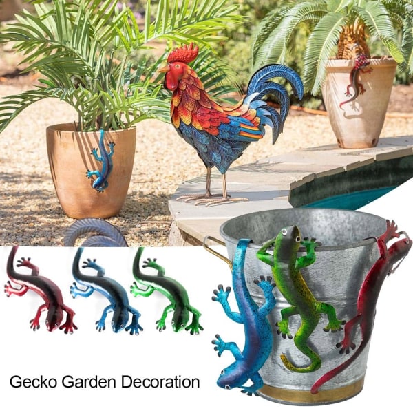 Metal Gecko Art Decoration Outdoor Garden GREEN Green