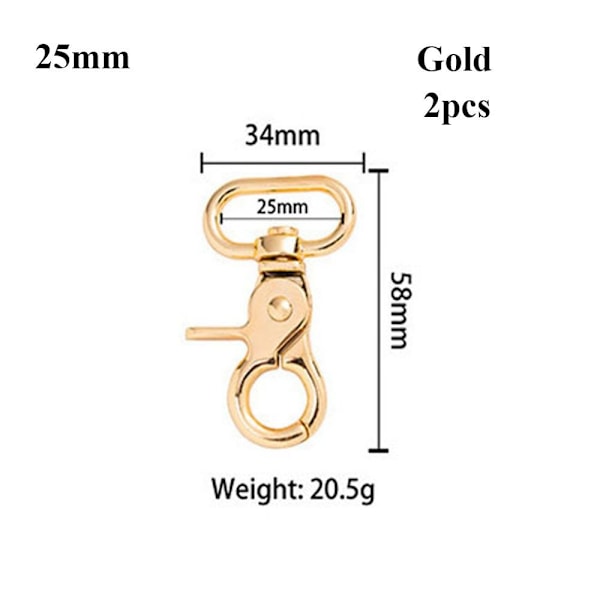 2kpl Metal Snap Hook Traction Soljet GOLD 25MM Gold 25mm