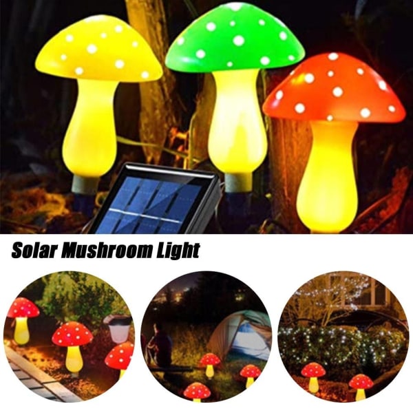 6kpl/ set Solar Mushroom Light Fairy String Lights KELTAINEN Yellow