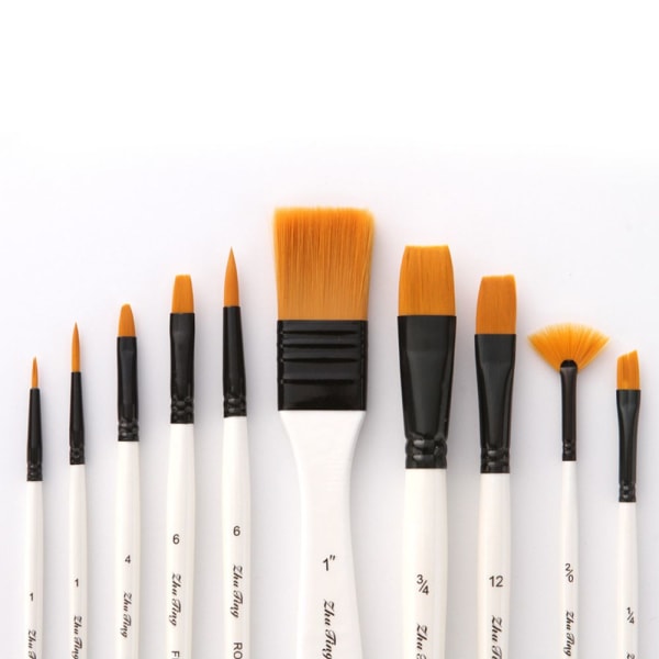 10 stk professionelle nylon akvarel børster