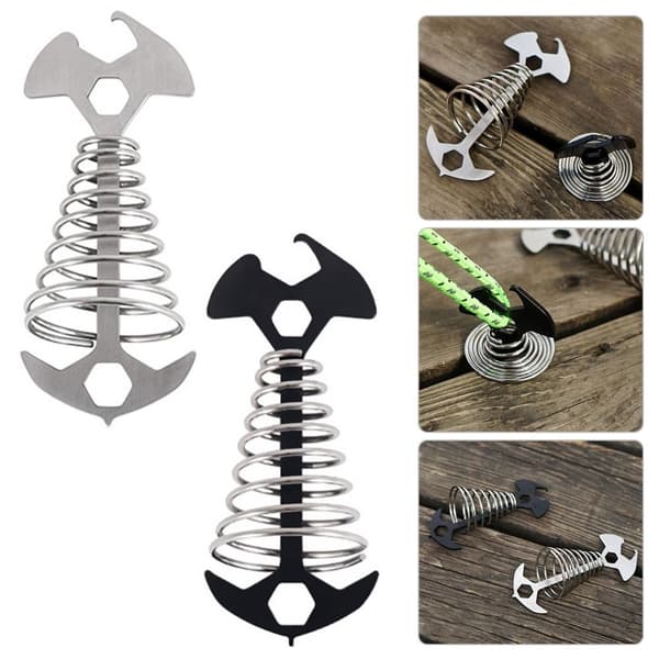 2kpl Spring Fishbone Anchor Telttatapit MUSTA Black