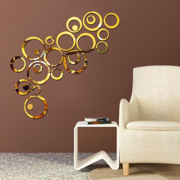 Art Mirror Effect Wall Sticker GULD Gold