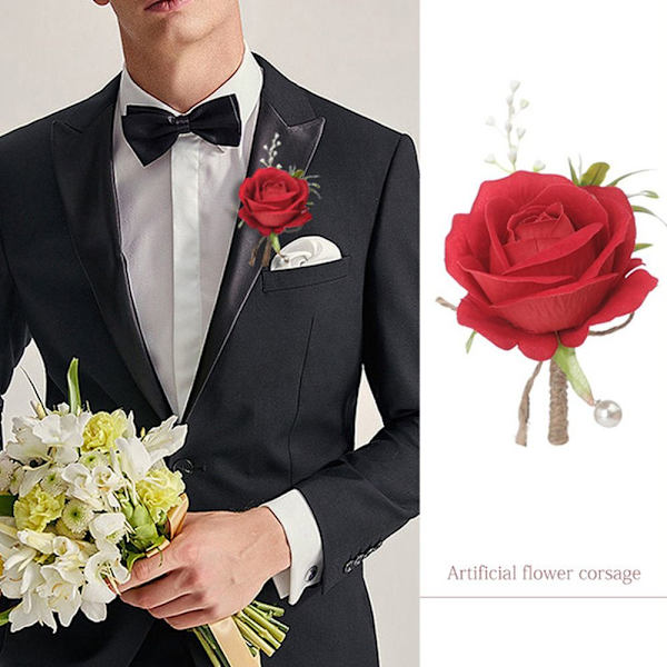 2 KPL Keinotekoinen ruusu Boutonniere Groom Flower SHAMPAGNE Champagne