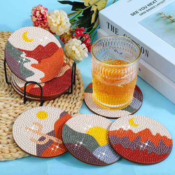 8 kpl Timanttitaidemaalauslasinaluset Diamond Art Kits Boho Style