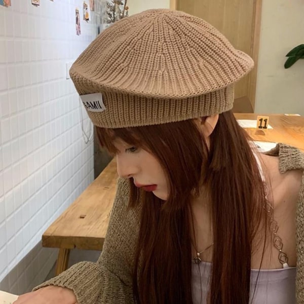 Strikket Beret Lue Varm Cap SORT black