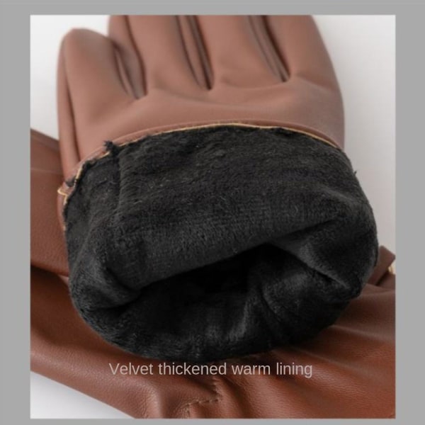 Leather Gloves Winter Thick Gloves PINK Pink