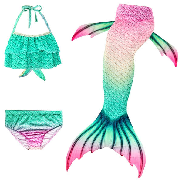 3 stk Kids Mermaid Tail Bikini Sæt B-110CM B-110CM B-110CM