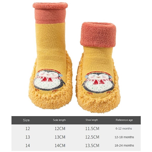 2 par Baby Walking Shoes och strumpor Baby Anti-slip strumpor GREEN&YELLOW 12cm