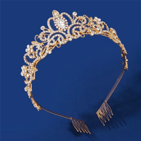 Sølv Tiara Crown Krystal pandebånd BLÅ BLÅ Blue