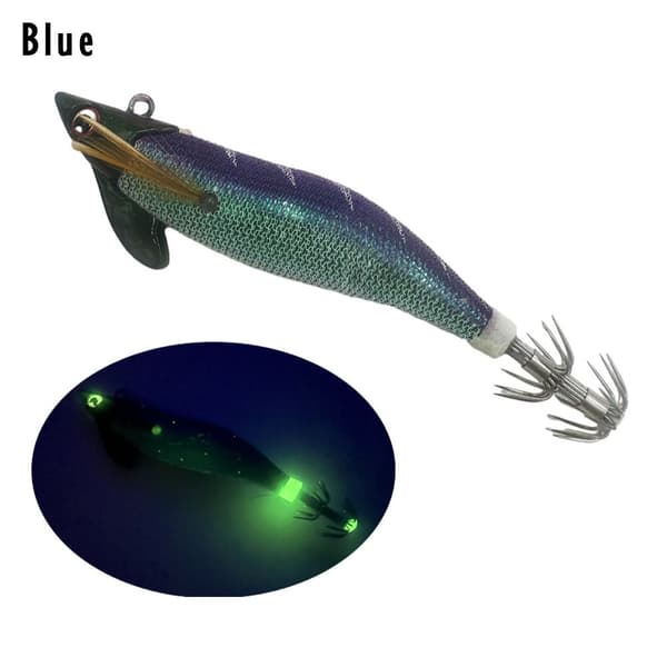 3ST Träräkor lockar Bläckfiskkrok BLÅ BLÅ Blue