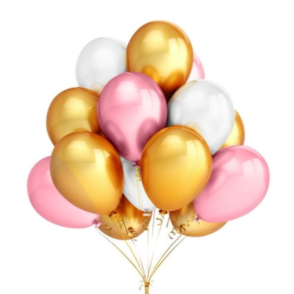 30stk Latex Ballong Oppblåsbar Dekor Ballong GULL ROSA HVIT Gold Pink White