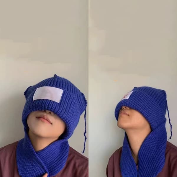Skullies Beanie Long Ear Hat BLÅ blue
