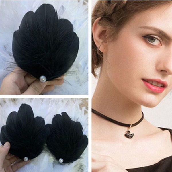 2kpl Feather Hair Clip Hiusneulat Tarvikkeet MUSTA black