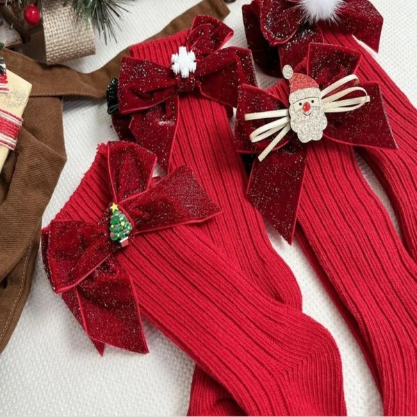 Vinter Baby Flickor Pojkar Julstrumpor Barn Knähög strumpa LSanta Claus Red