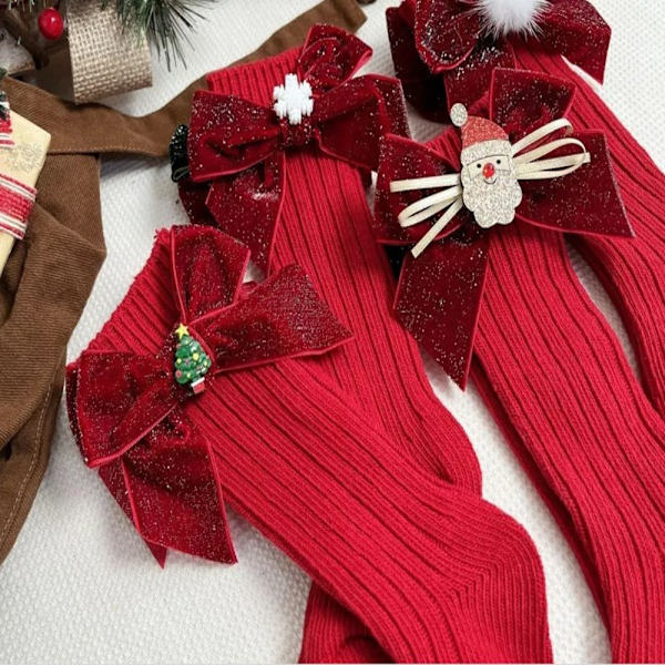 Vinter Baby Flickor Pojkar Julstrumpor Barn Knähög strumpa MSanta Claus Red