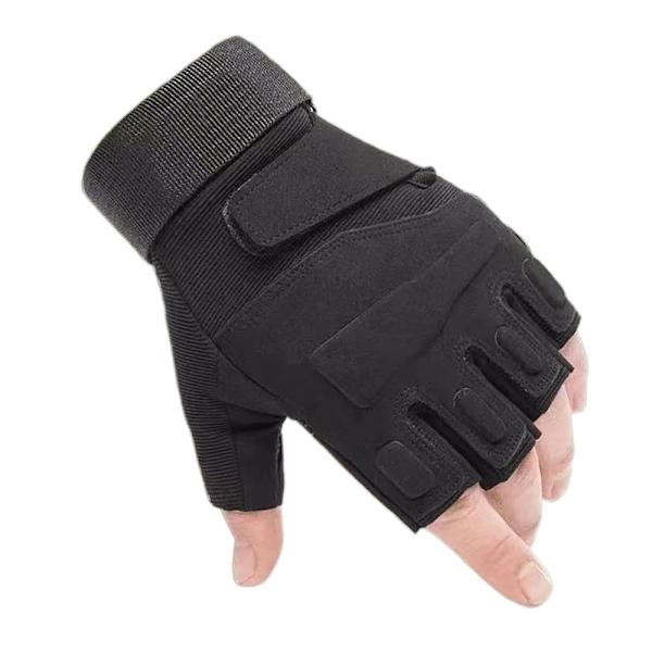 Udendørs taktiske handsker Halvfingerhandsker SORT L L Black L-L