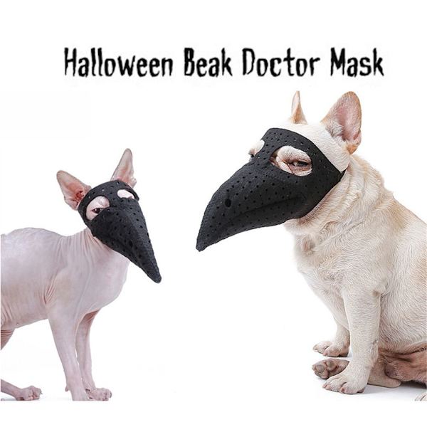 Halloween Pet Black Fear Beak Mask L L