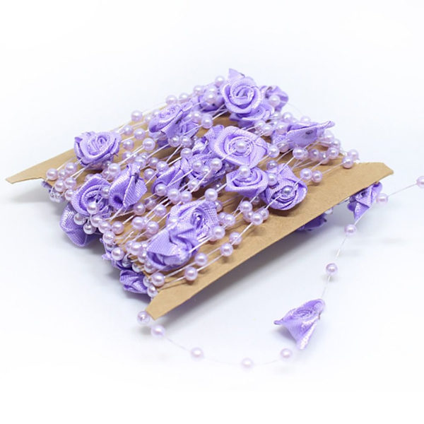 Kunstige Perler Perler Kæde Rose Blomster Guirlander LILLA purple