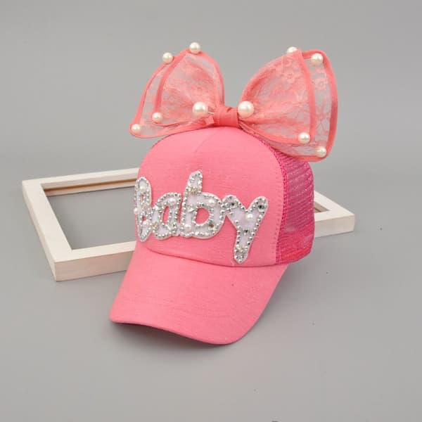 Baby Rhinestone Cap Diamond Baseball Hat VIT white