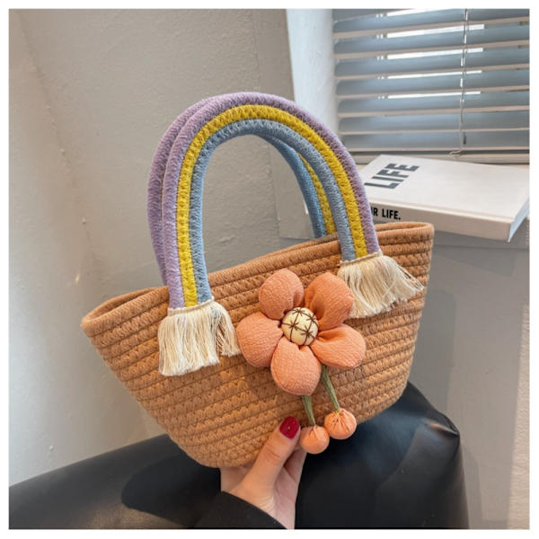 Rainbow Woven Taske Student Håndtaske KAFFE coffee