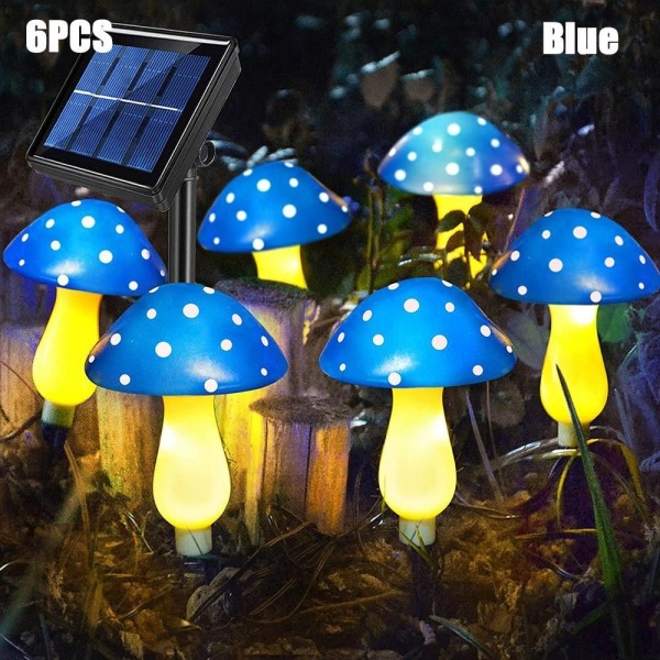 6kpl/ set Solar Mushroom Light Fairy String Lights SININEN Blue