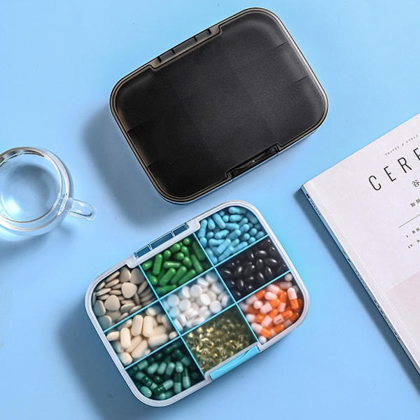 Weekly Pill Box Medicin Dispenser BLÅ blue