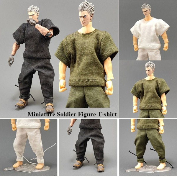 1/18 Miniatyr Klær Soldat Fritidsbukser SVART BUKSE BUKSE Black Pants-Pants