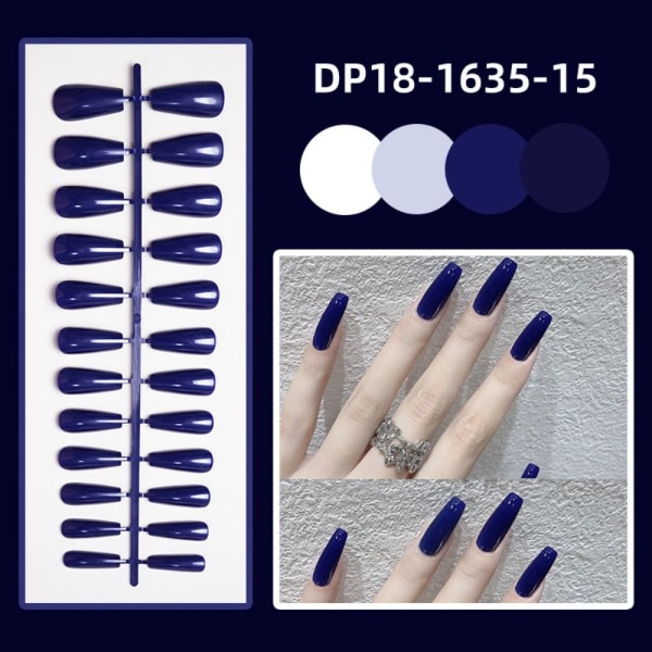 24 stk ensfarvede falske negle Korte trapezformede falske negle DP18-1722-1-01