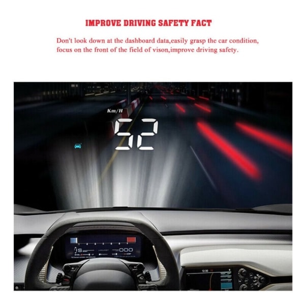 Bil Hastighetsmätare Head Up Display Hd Projektor Obd2 Överhastighet