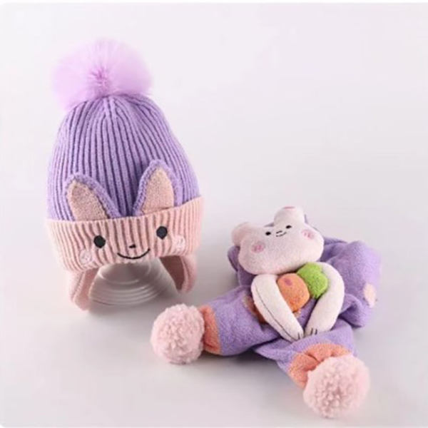 Uusi söpö sarjakuva baby huivisetti set lämmin turkispallo 01