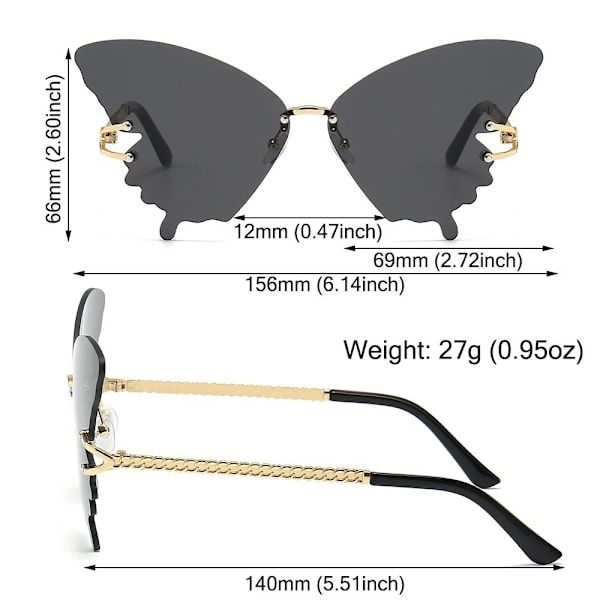 Butterfly Solbriller Gradient Solbriller SORT GRÅ SORT GRÅ Black gray