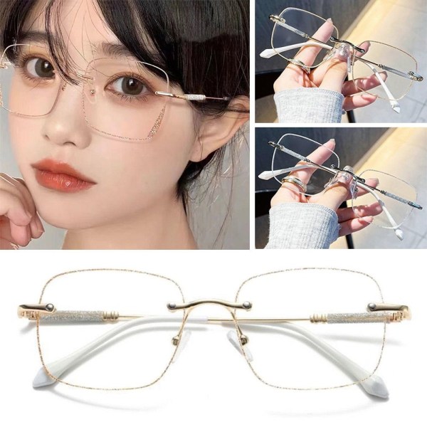 Anti-blåt lys læsebriller Firkantede briller GULD STYRKE Gold Strength 100