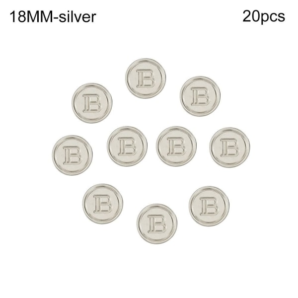 20st Metall Bokstav B Knappar Skjorta Knappar SILVER 18MM20ST silver 18MM20pcs-20pcs