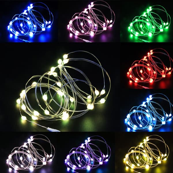 5M LED String Lights Kobber Sølv 4 4 4