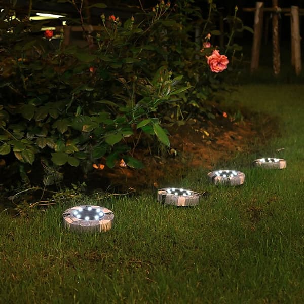 Solar Ground Lights 8 LEDs HVIT LYS HVIT LYS White Light
