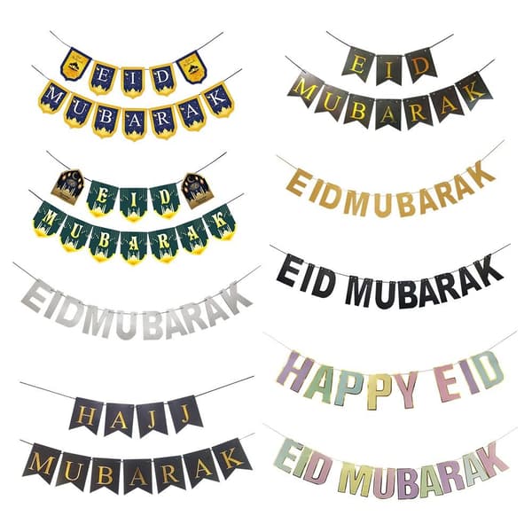 Eid Mubarak Banner Flagg Ramadan Kareem Måne Stjerne