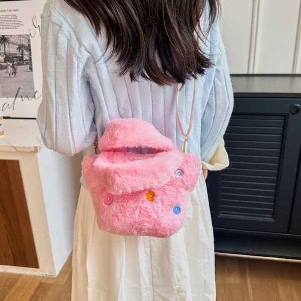 Fluffy Crossbody Taske Håndtaske PINK Pink