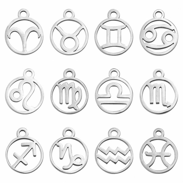 24 st Zodiac Signs Charms Pendant Hollow Pendant 12