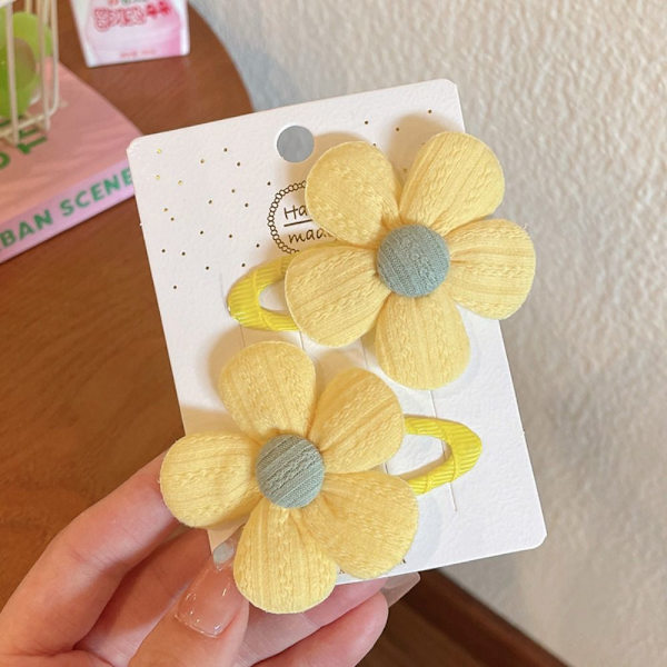 4 Par Stof Blomster Par Clip GUL Yellow