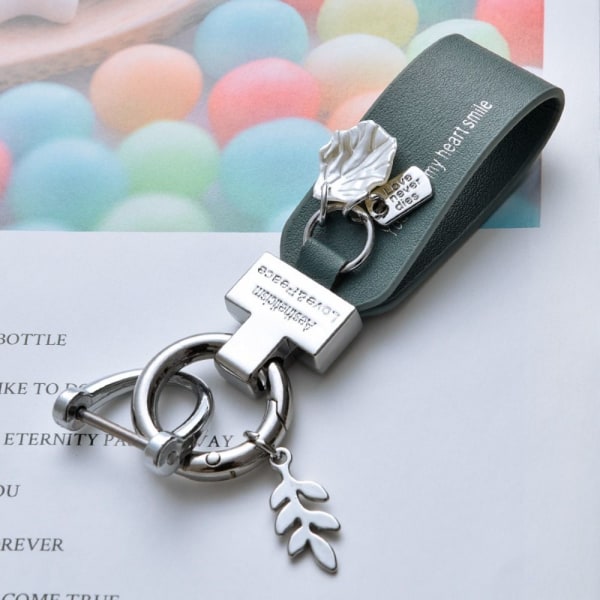 Leather Flower Car Key Chain Car Pendant GULL&RED Gold&red