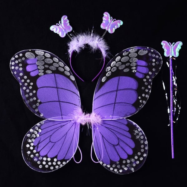 Lasten pukurekvisiitta Butterfly Wings setit PURPLE 3 KPL/ SET 3 Purple 3 pcs/set-3 pcs/set