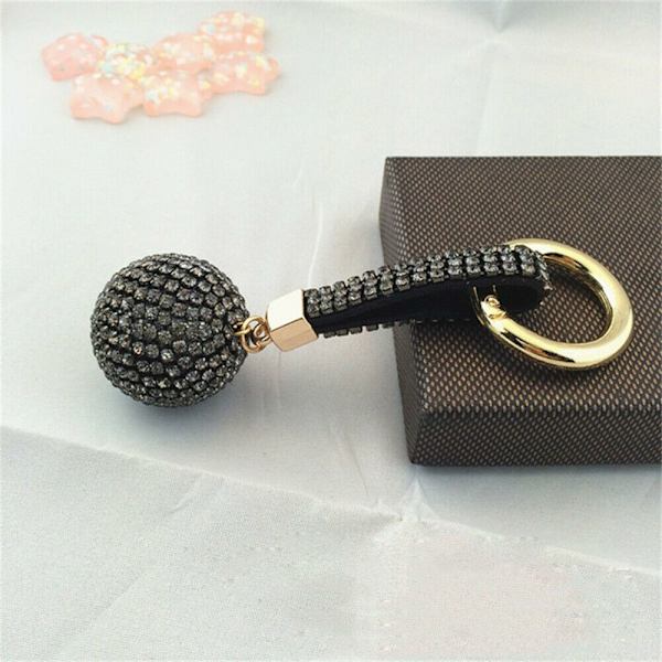 Rhinestone läderrem Crystal Ball Pendant nyckelring 2 2