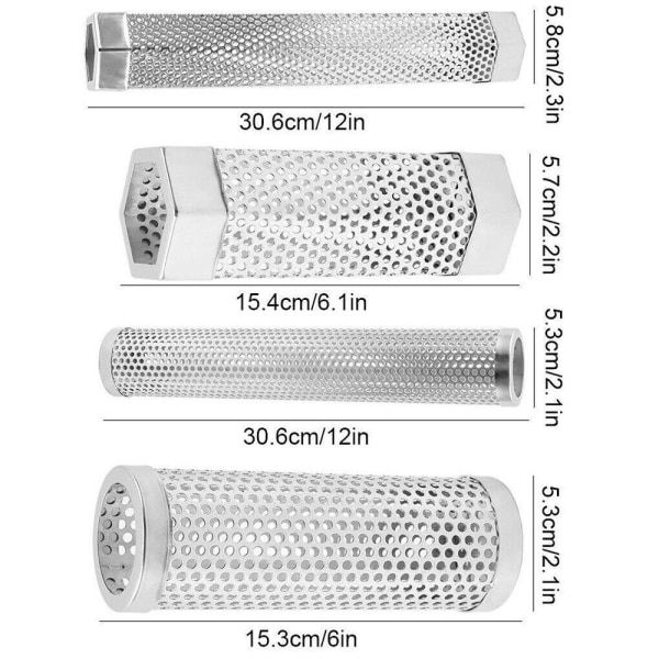 Rustfrit stål mesh røget krydderør 15.4CMHEXAGON HEXAGON 15.4cmHexagon