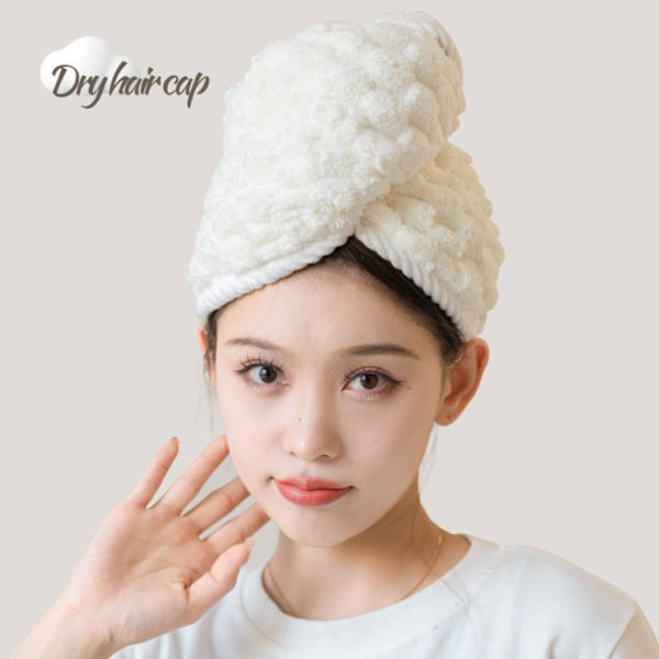 Torrt hår Cap Handdukar Cap BEIGE ENLAGER ENLAGER Beige Single Layer-Single Layer