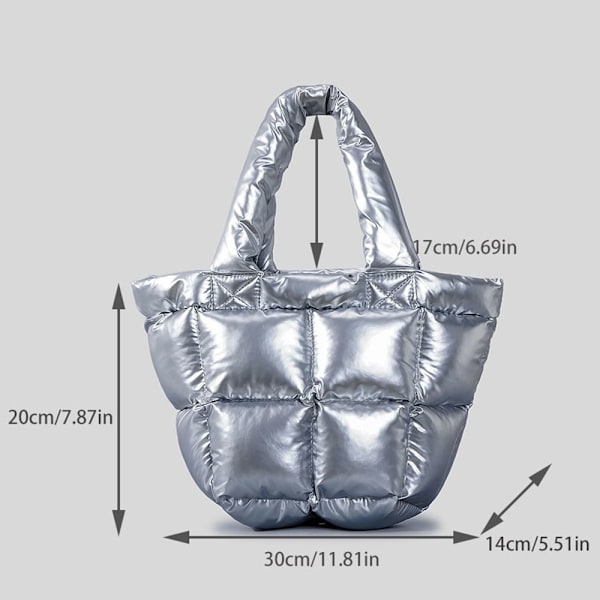 Puffer Kangaskassi Tikattu Puffy Käsilaukku SILVER silver