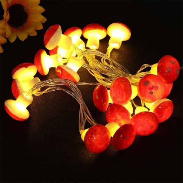 Mushroom Lamp String Lamper Champignon 1,5M 10LED BATTERI 1,5M 1.5m 10LED Battery