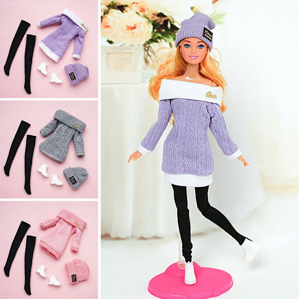 1 Set Dockor Byxor Vinterkläder Tröjor ROSA Pink